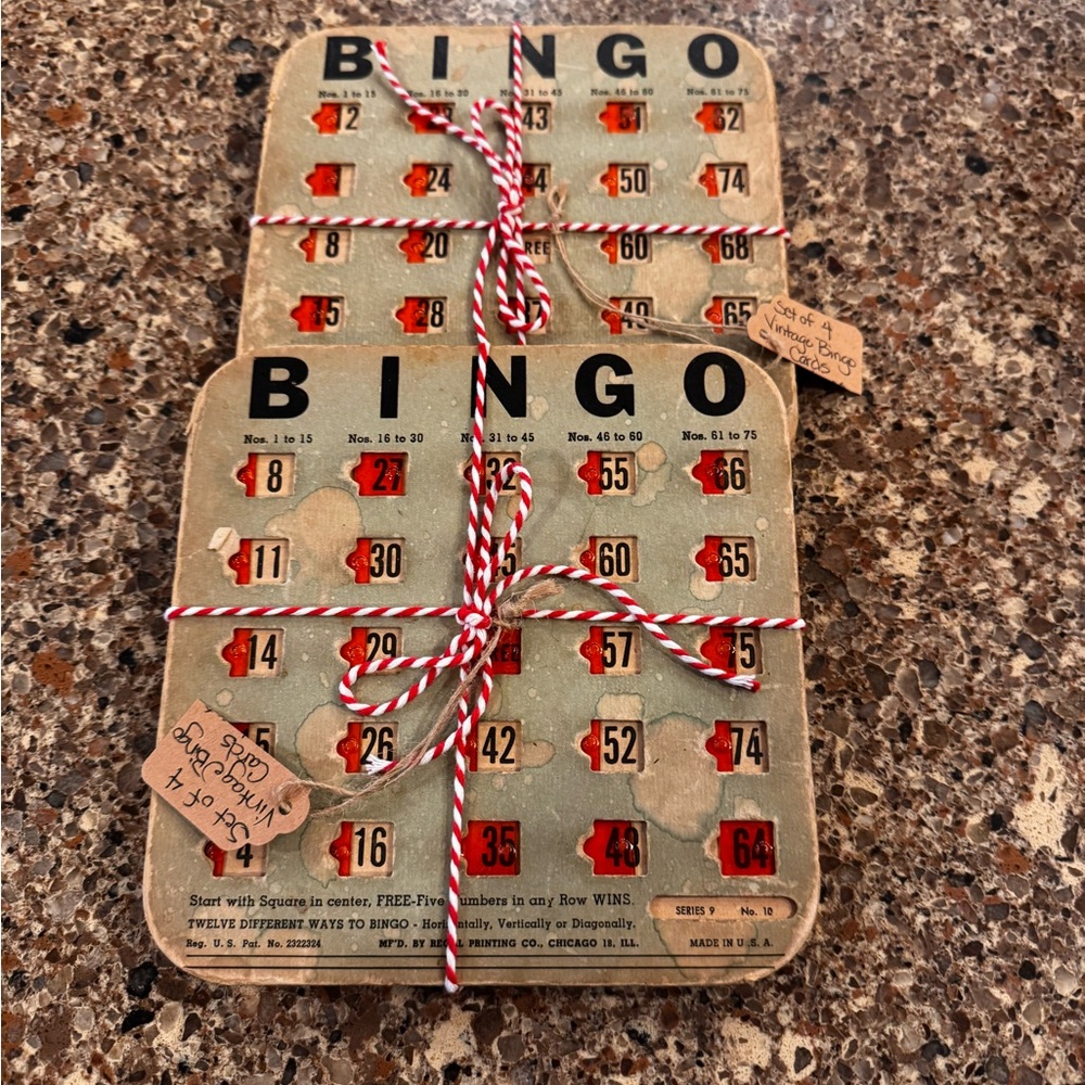 Set of Eight Vintage Bingo Cards